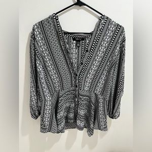 Black and white pattern blouse